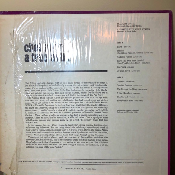 Chet Atkins A Session With Record A LP RCA Victor 1967 VG+ 1967 - Picture 5 of 6